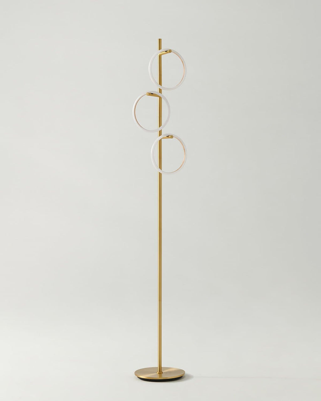 Modern LED Ring Floor Lamp – Dimmable, Gold Metal, 3 Light Rings