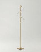 Modern LED Ring Floor Lamp – Dimmable, Gold Metal, 3 Light Rings