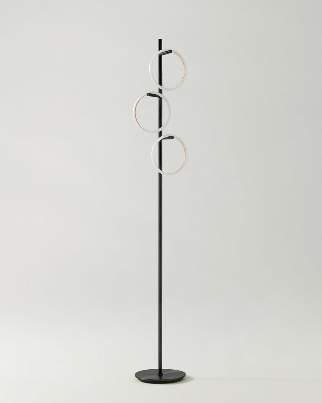 Modern LED Ring Floor Lamp – Dimmable, Gold Metal, 3 Light Rings