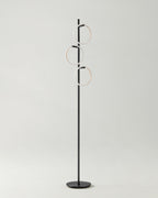 Modern LED Ring Floor Lamp – Dimmable, Gold Metal, 3 Light Rings
