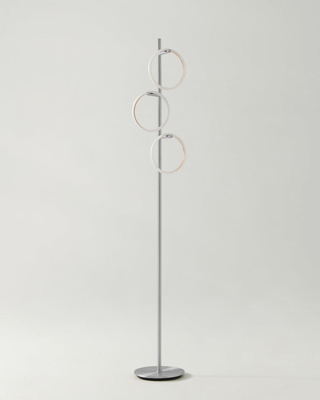 Modern LED Ring Floor Lamp – Dimmable, Gold Metal, 3 Light Rings