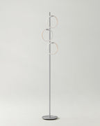 Modern LED Ring Floor Lamp – Dimmable, Gold Metal, 3 Light Rings