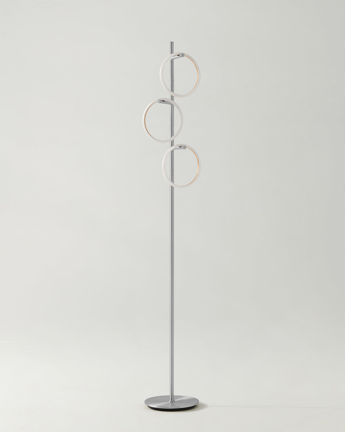 Modern LED Ring Floor Lamp – Dimmable, Gold Metal, 3 Light Rings