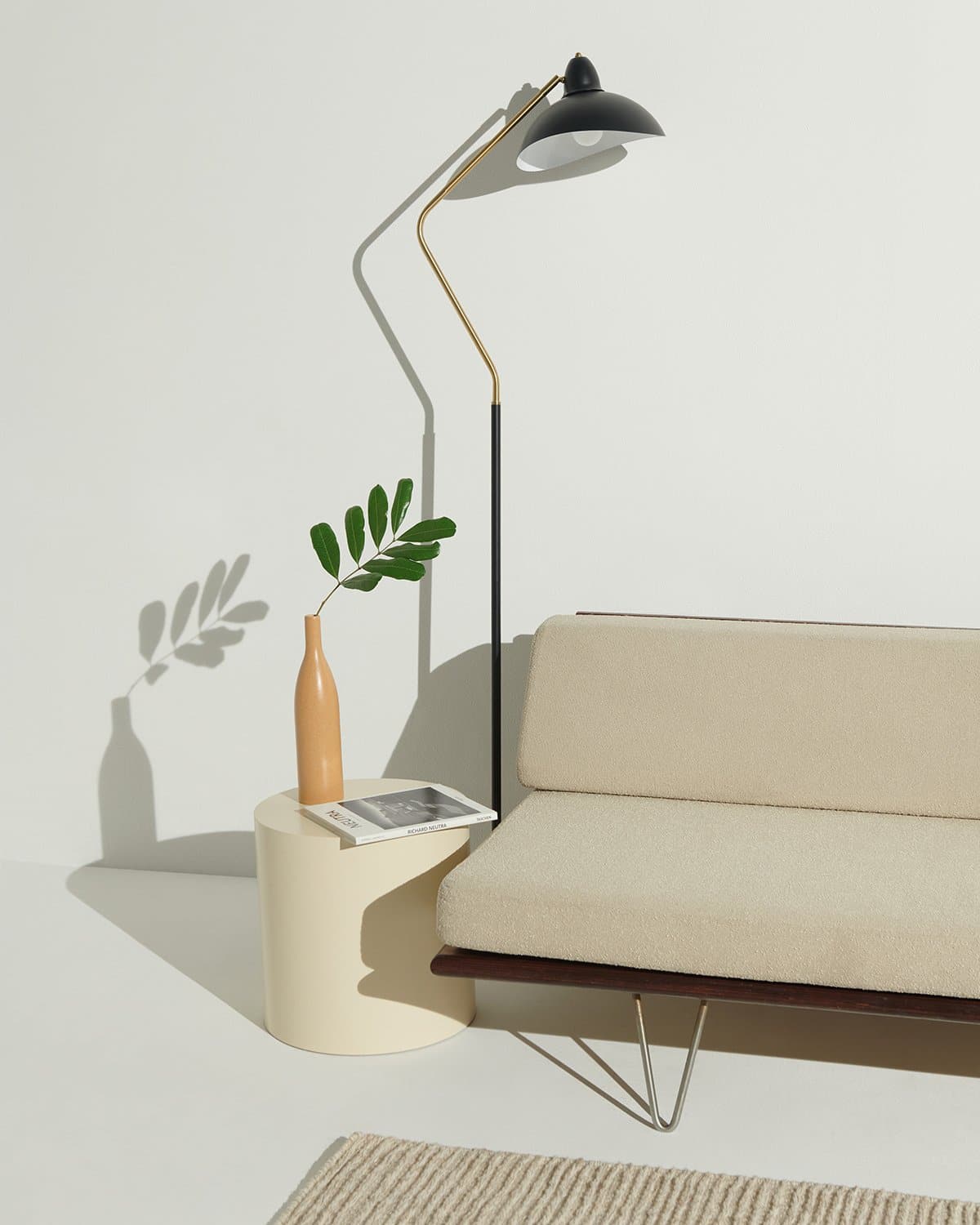 Asymmetric Design LED Floor Lamp – Modern Black & Gold, 173 cm, for Living Room