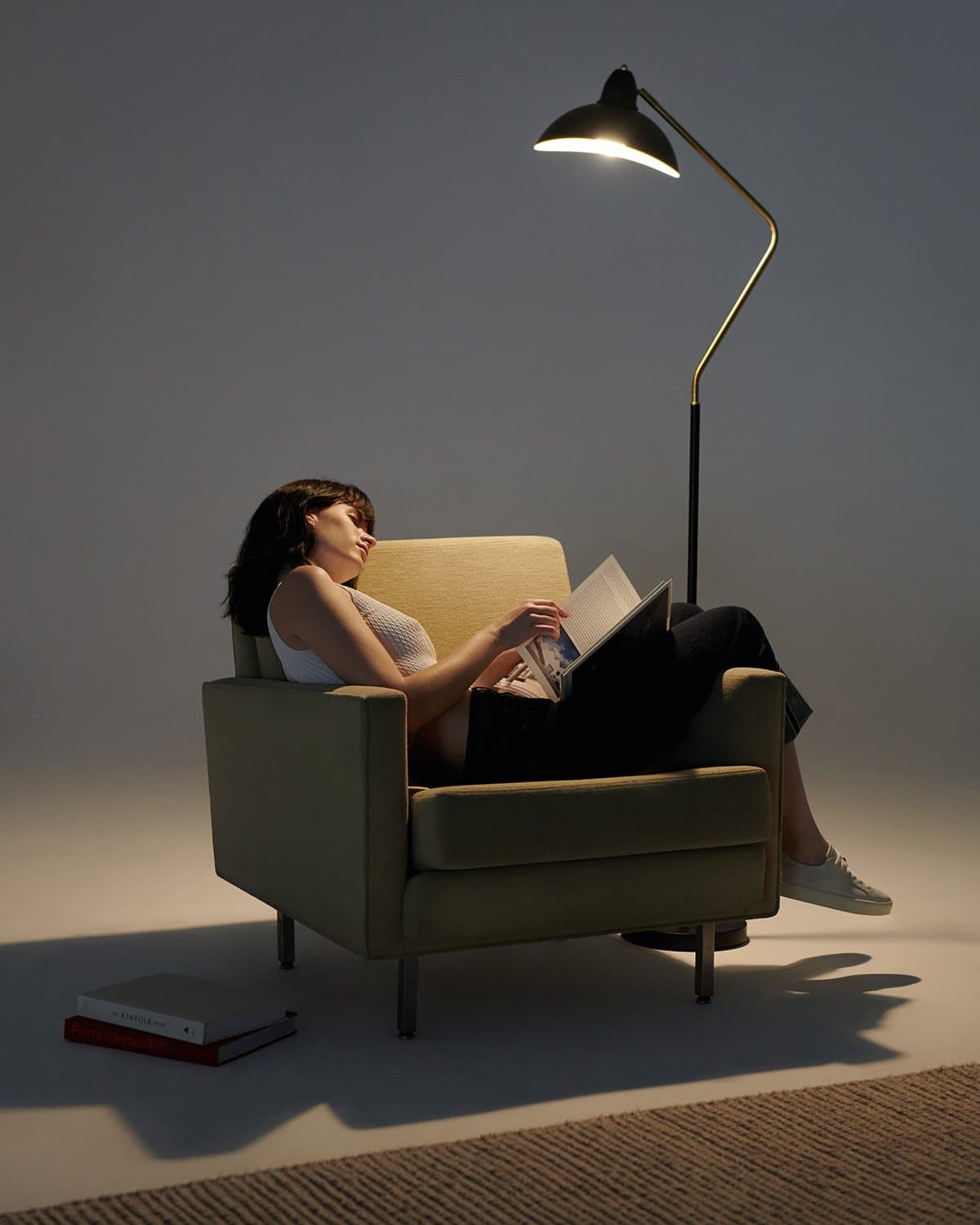 Asymmetric Design LED Floor Lamp – Modern Black & Gold, 173 cm, for Living Room