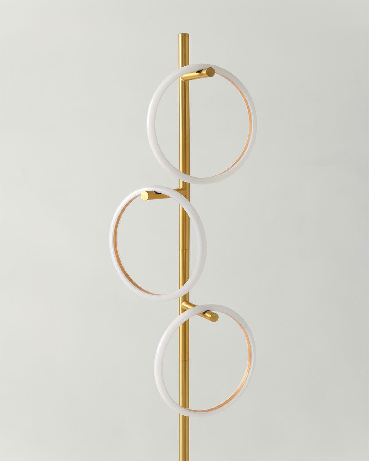 Modern LED Ring Floor Lamp – Dimmable, Gold Metal, 3 Light Rings