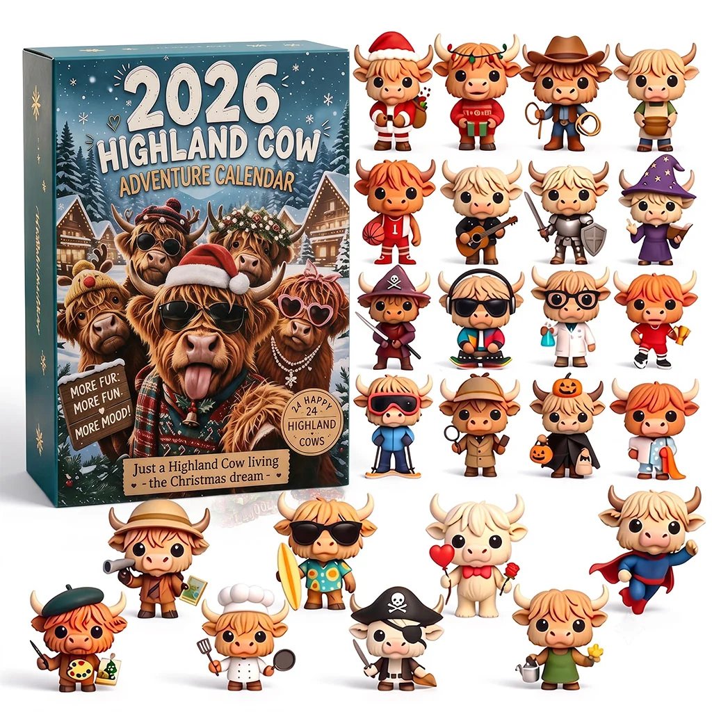 Zottelia | Highland Cow Figure Advent Calendar with 24 PVC Figures 2026