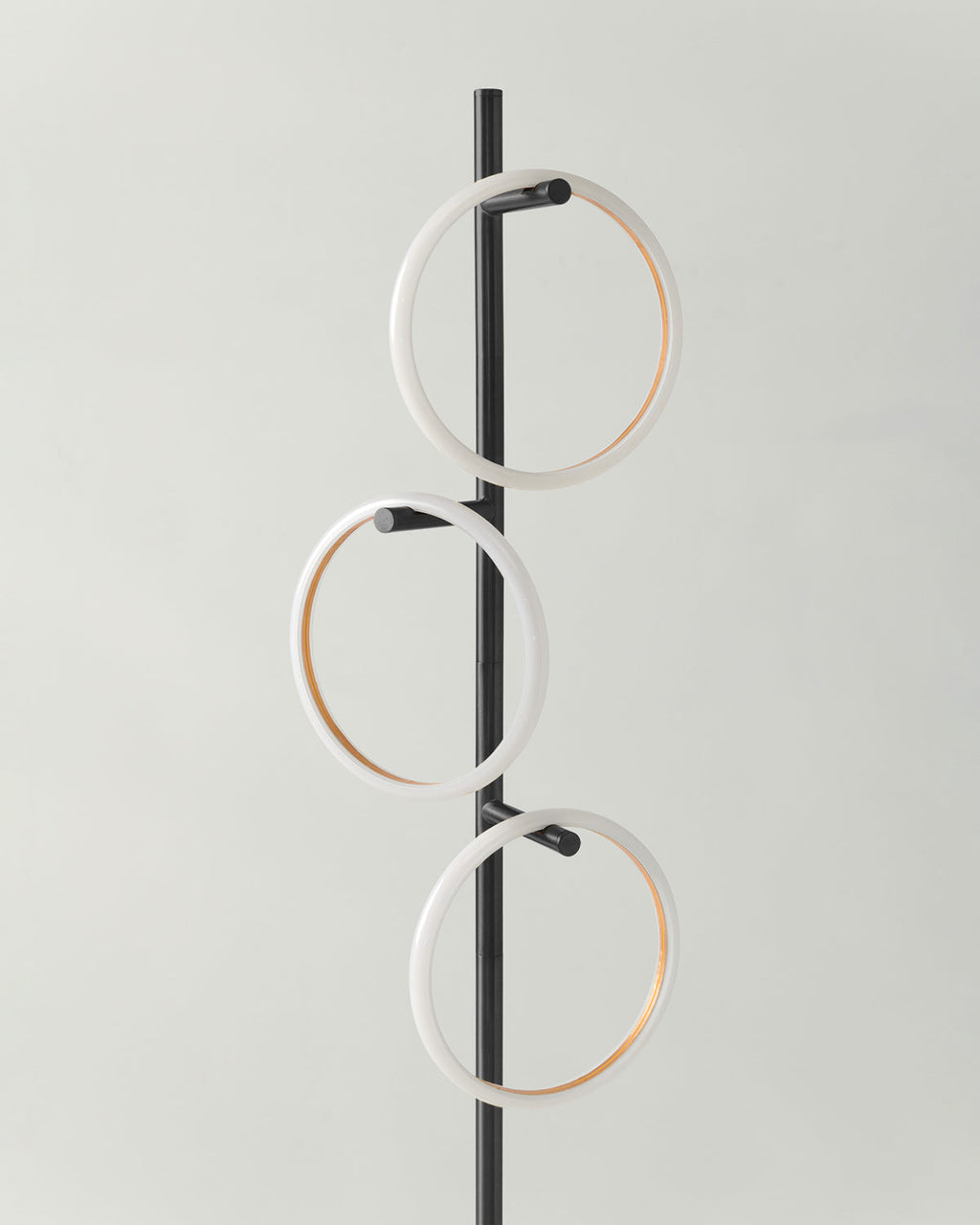 Modern LED Ring Floor Lamp – Dimmable, Gold Metal, 3 Light Rings