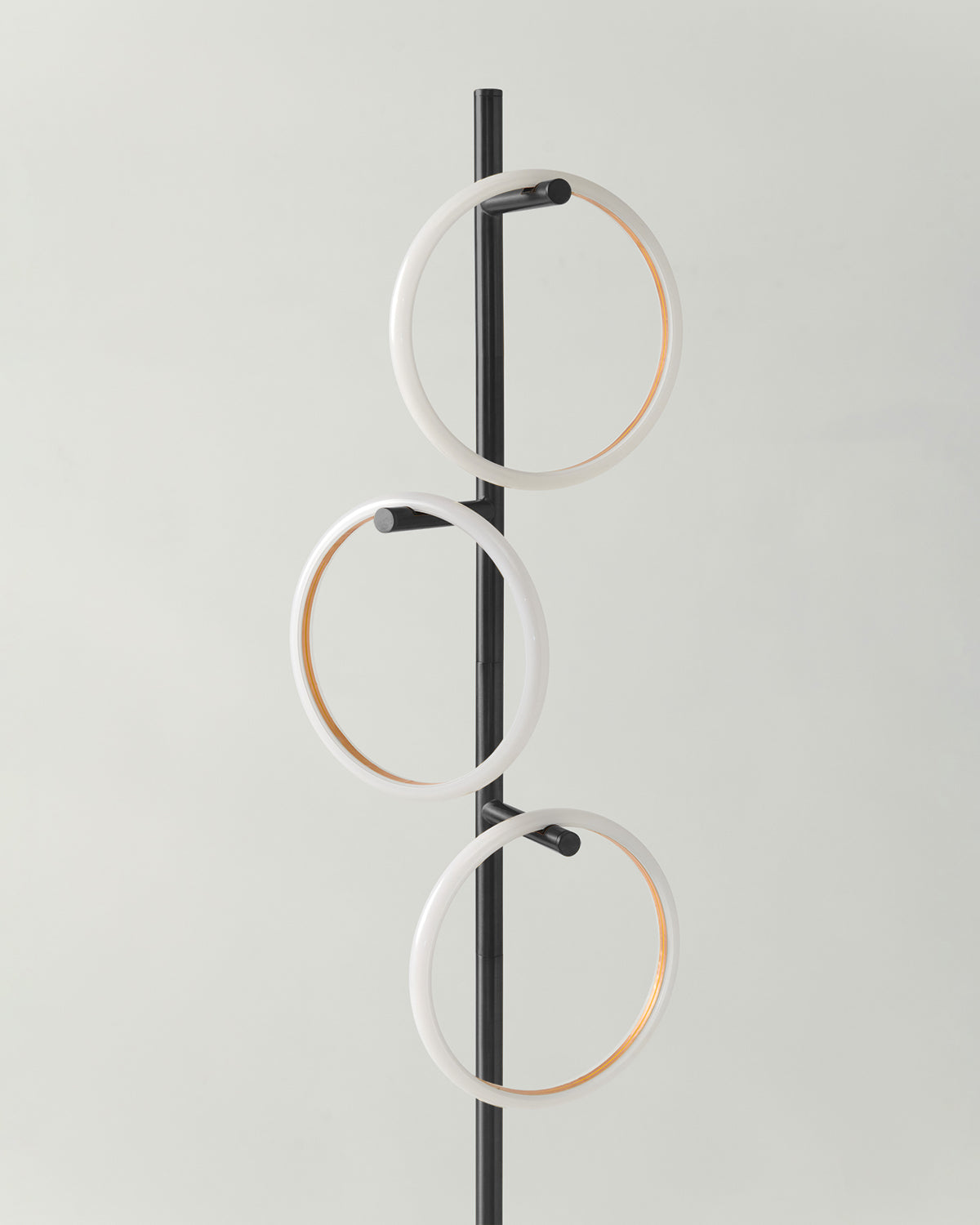 Modern LED Ring Floor Lamp – Dimmable, Gold Metal, 3 Light Rings