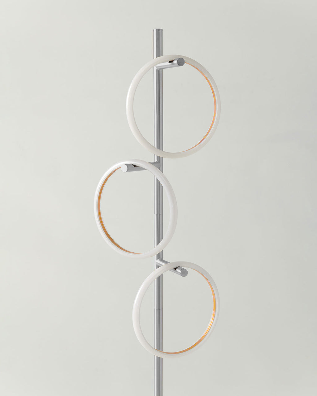 Modern LED Ring Floor Lamp – Dimmable, Gold Metal, 3 Light Rings