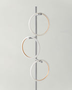 Modern LED Ring Floor Lamp – Dimmable, Gold Metal, 3 Light Rings