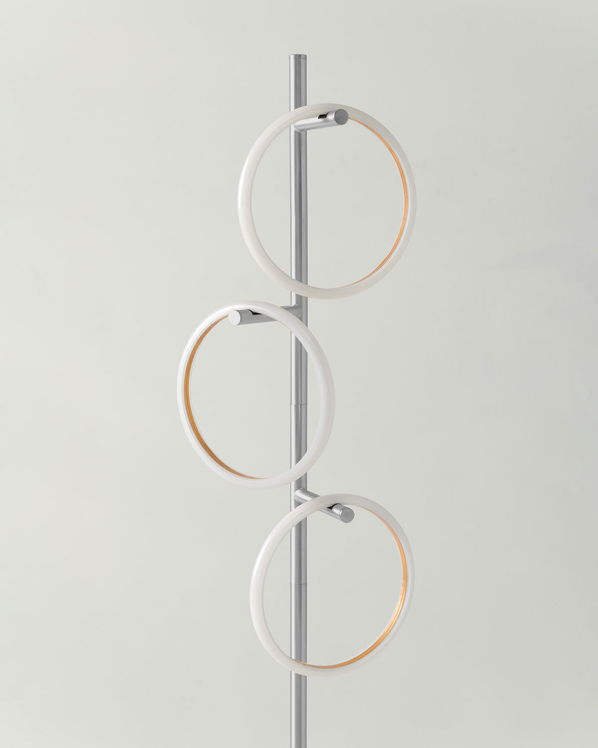 Modern LED Ring Floor Lamp – Dimmable, Gold Metal, 3 Light Rings