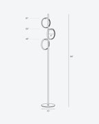 Modern LED Ring Floor Lamp – Dimmable, Gold Metal, 3 Light Rings