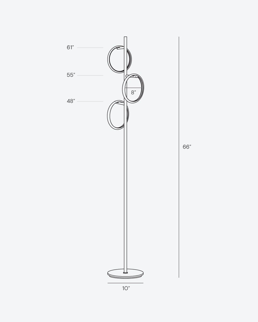 Modern LED Ring Floor Lamp – Dimmable, Gold Metal, 3 Light Rings
