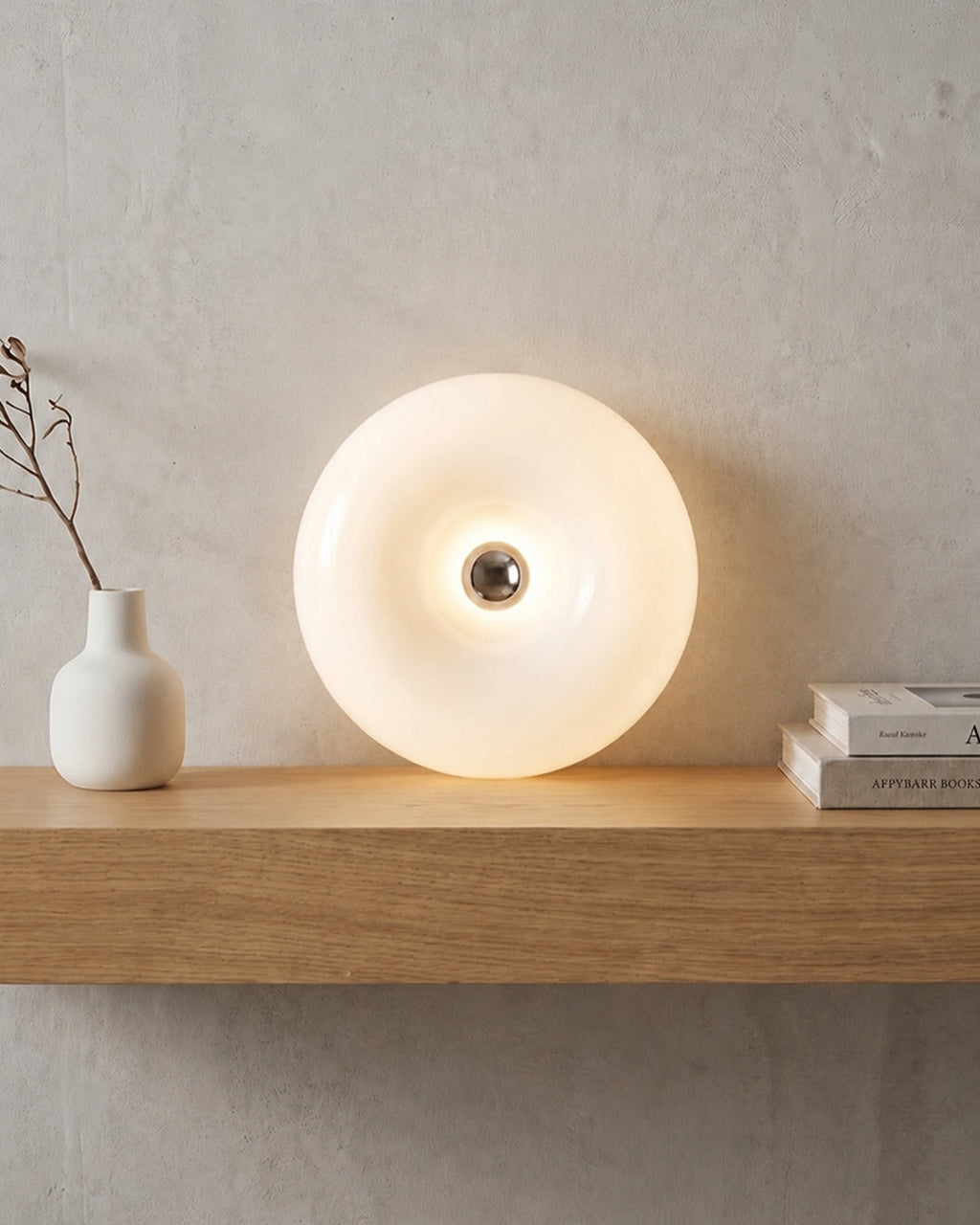 NARA Donut Glass Table Lamp – Dimmable, 3 Colour Temperatures, Bauhaus Design, Touch Control, Wall Mountable