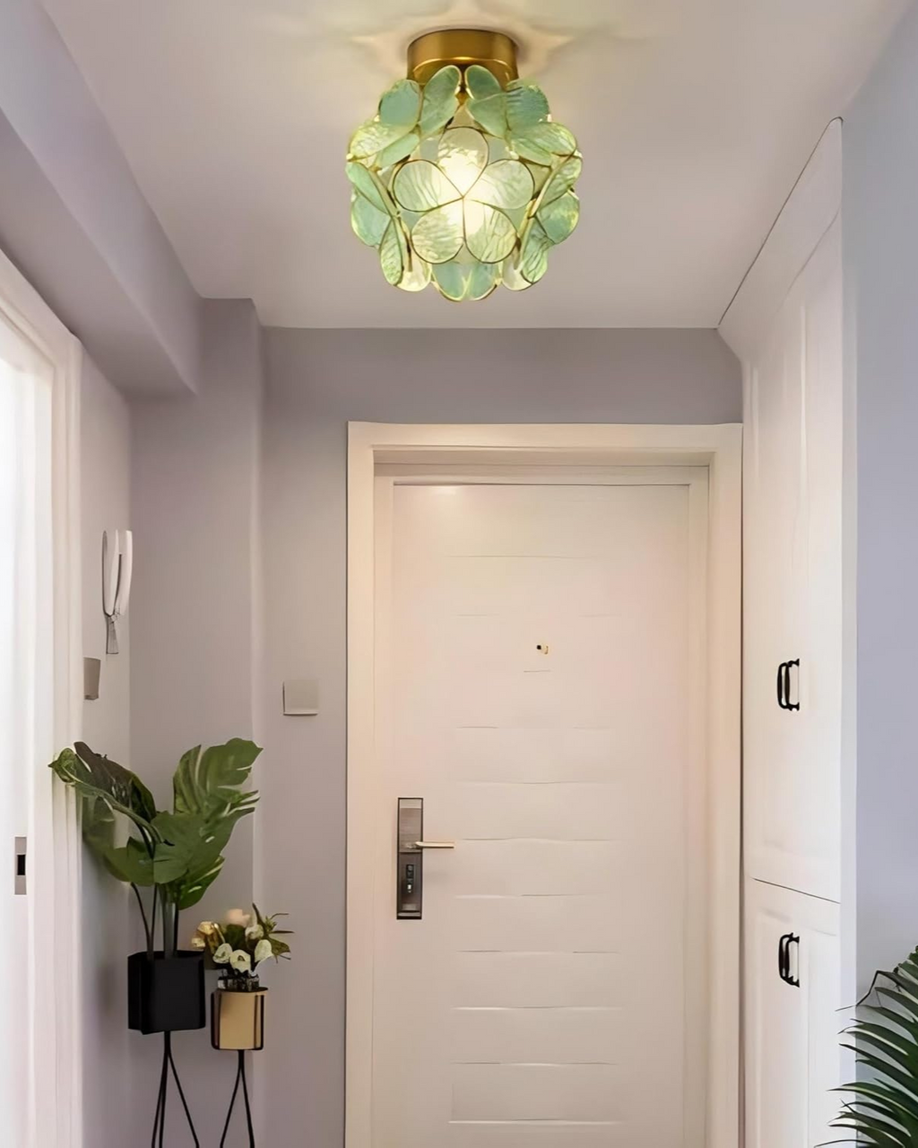 Modern Flower Ceiling Light – Acrylic & Gold-Tone Iron LED Design Lamp, 20 cm