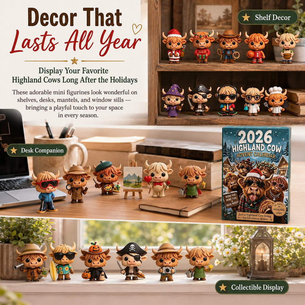 Zottelia | Highland Cow Figure Advent Calendar with 24 PVC Figures 2026