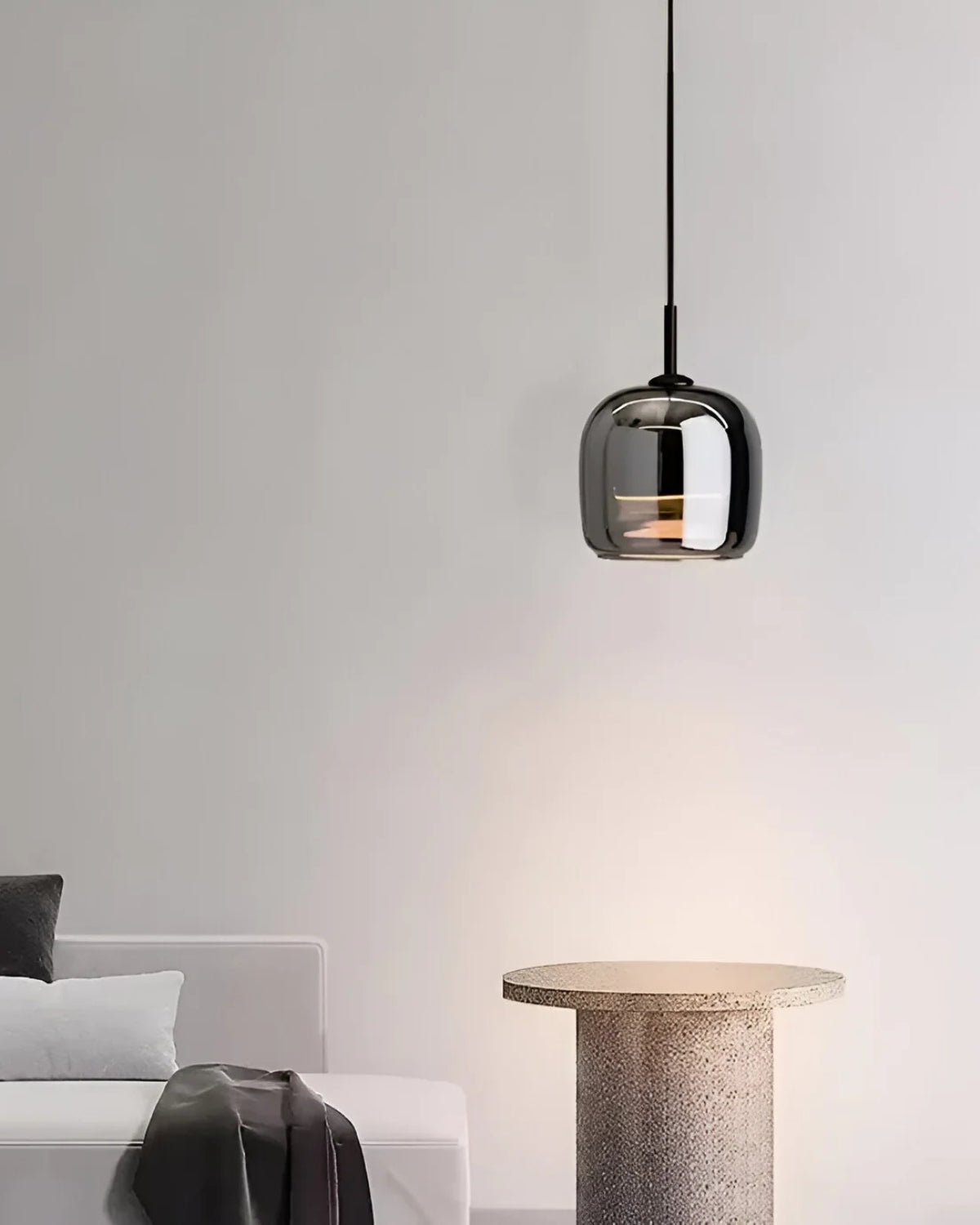 Smoked Glass LED Pendant Light – Dimmable Scandinavian Ceiling Light in Gold, Black or Amber for Dining Room, Kitchen Island & Living Room