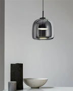 Smoked Glass LED Pendant Light – Dimmable Scandinavian Ceiling Light in Gold, Black or Amber for Dining Room, Kitchen Island & Living Room