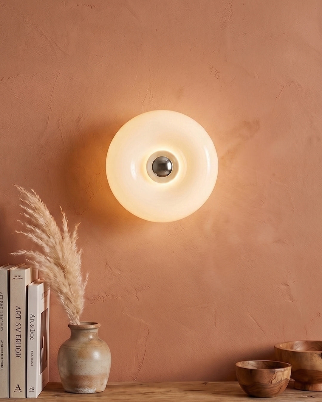 NARA Donut Glass Table Lamp – Dimmable, 3 Colour Temperatures, Bauhaus Design, Touch Control, Wall Mountable