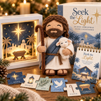 Christian Advent Calendar with 24 Symbol Pieces, Light-Up Nativity and Devotional 2026