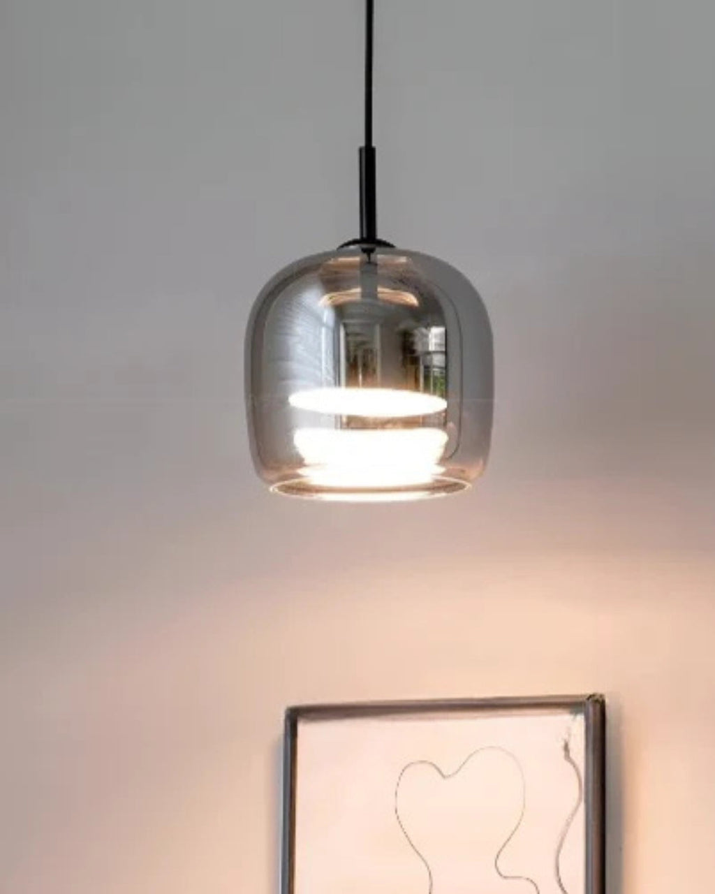 Smoked Glass LED Pendant Light – Dimmable Scandinavian Ceiling Light in Gold, Black or Amber for Dining Room, Kitchen Island & Living Room