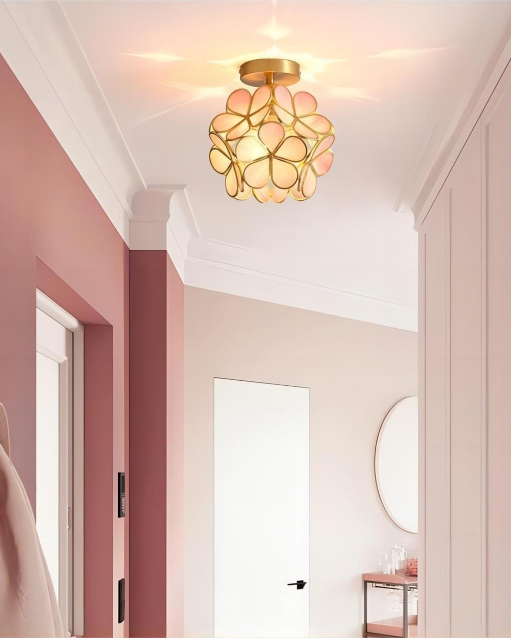 Modern Flower Ceiling Light – Acrylic & Gold-Tone Iron LED Design Lamp, 20 cm