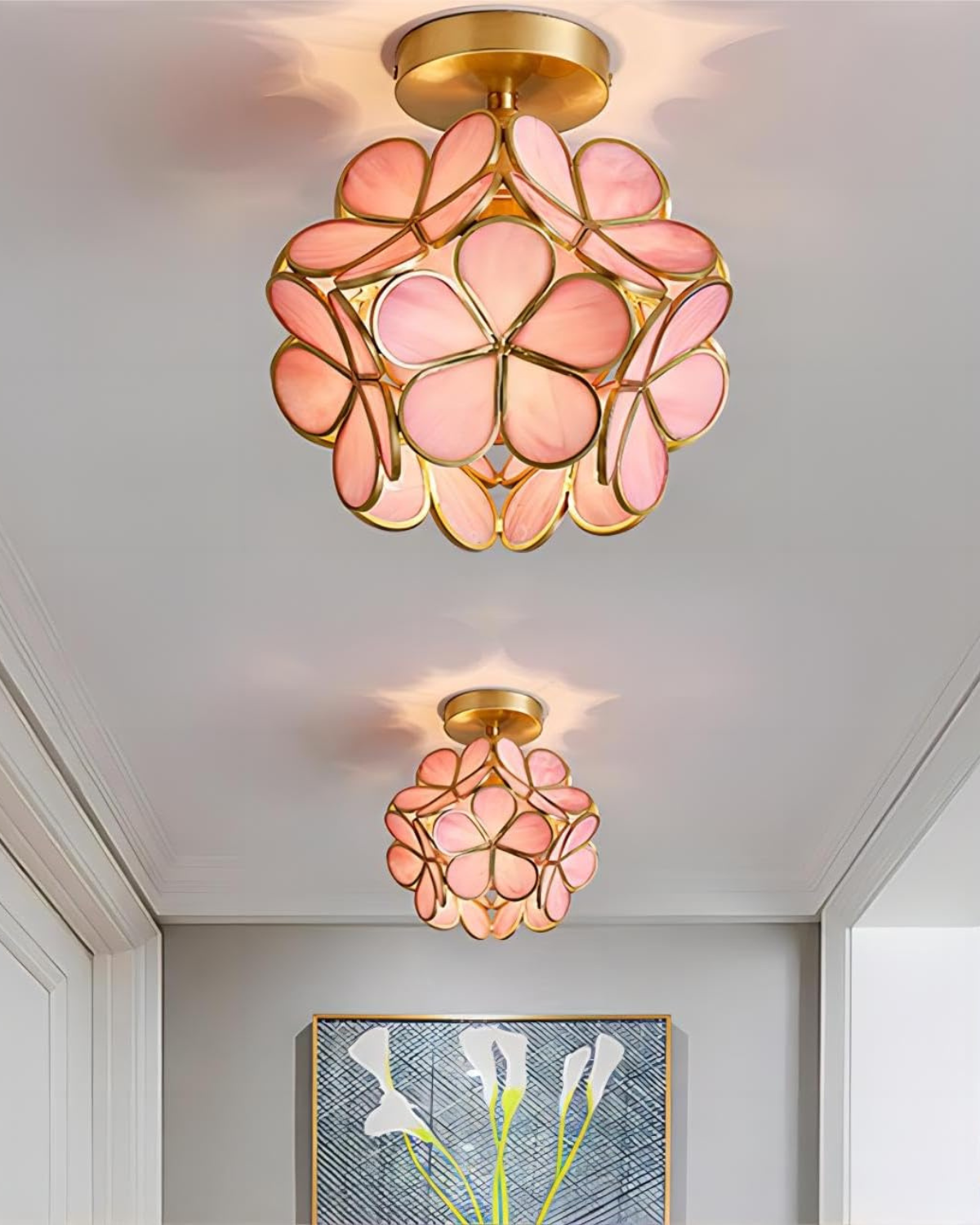 Modern Flower Ceiling Light – Acrylic & Gold-Tone Iron LED Design Lamp, 20 cm