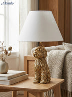 Animal Figure Table Lamp with Cotton Shade – Classic Bedside Lamp with Animal Motif