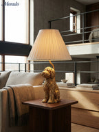 Animal Figure Table Lamp with Cotton Shade – Classic Bedside Lamp with Animal Motif