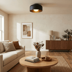 Round Glass Globe Ceiling Light with Wood-Grain Interior – Ø 22 cm, G9, Wall Mountable for Hallway, Kitchen & Bedroom
