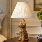 Animal Figure Table Lamp with Cotton Shade – Classic Bedside Lamp with Animal Motif
