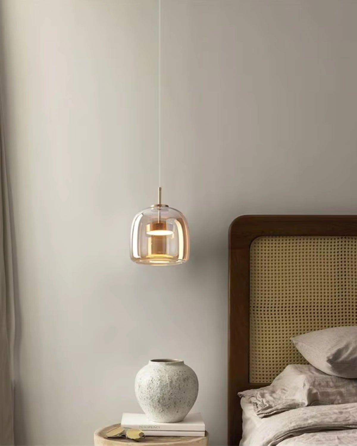 Smoked Glass LED Pendant Light – Dimmable Scandinavian Ceiling Light in Gold, Black or Amber for Dining Room, Kitchen Island & Living Room