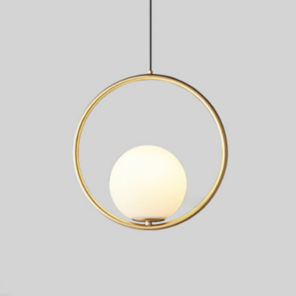 Mia Scandinavian Pendant Light with Gold Fitting & Glass Shade – Modern Ceiling Lighting for Dining Room, Bedroom & Living Room