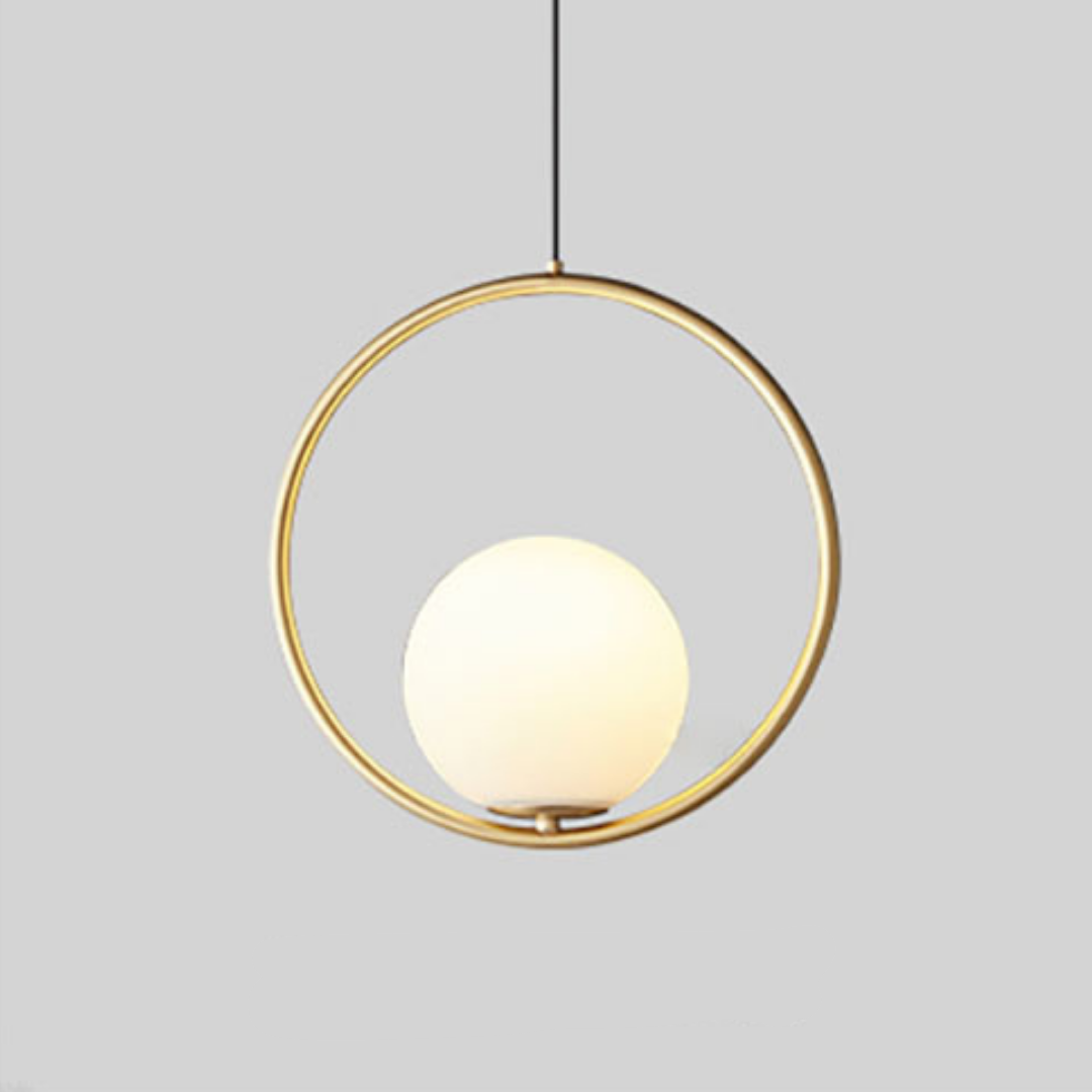 Mia Scandinavian Pendant Light with Gold Fitting & Glass Shade – Modern Ceiling Lighting for Dining Room, Bedroom & Living Room