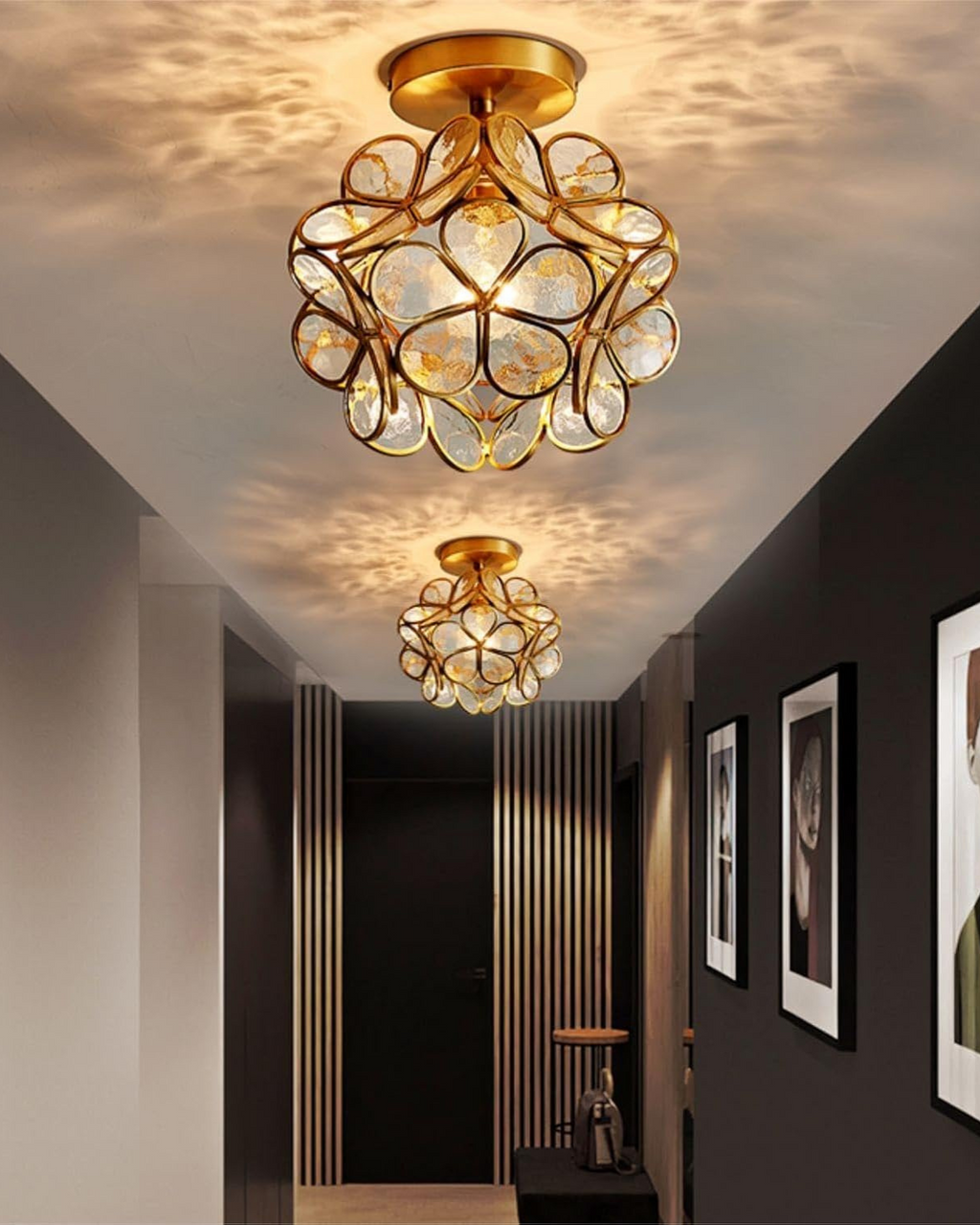 Modern Flower Ceiling Light – Acrylic & Gold-Tone Iron LED Design Lamp, 20 cm
