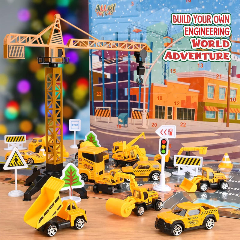 Kranoli | Construction Vehicle Advent Calendar for Kids with Crane and Play Board