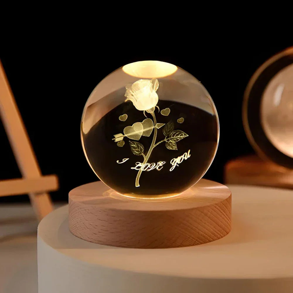 Crystal Ball Lamp with Coloured LED Lighting – Decorative Mood Light for Living Room & Bedroom