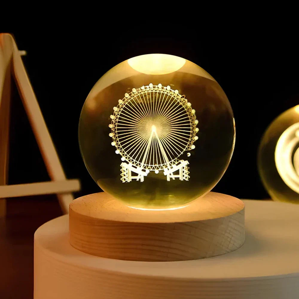 Crystal Ball Lamp with Coloured LED Lighting – Decorative Mood Light for Living Room & Bedroom