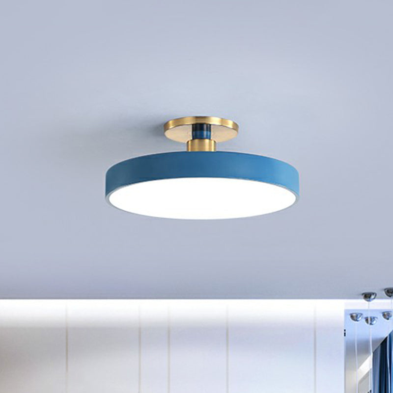 Round Nordic Acrylic LED Ceiling Light – Modern Scandinavian Semi-Flush Light for Bedroom, 30–60 cm