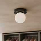 Glass Globe Wall & Ceiling Light with Coloured Disc – 12 × 10 cm, G9 LED, 3000K Warm White, Hardwired