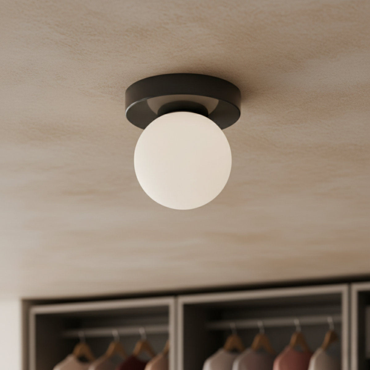 Glass Globe Wall & Ceiling Light with Coloured Disc – 12 × 10 cm, G9 LED, 3000K Warm White, Hardwired