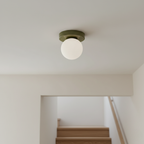 Glass Globe Wall & Ceiling Light with Coloured Disc – 12 × 10 cm, G9 LED, 3000K Warm White, Hardwired