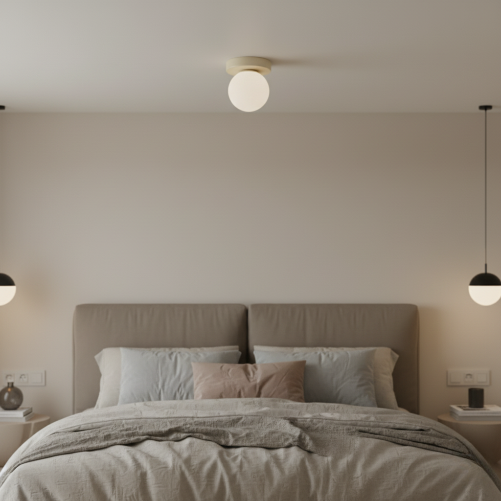 Glass Globe Wall & Ceiling Light with Coloured Disc – 12 × 10 cm, G9 LED, 3000K Warm White, Hardwired