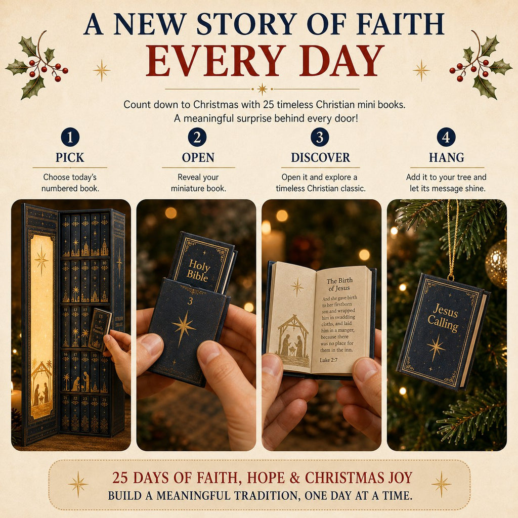Christian Mini Book Ornament Advent Calendar with 25 Miniature Books 2026