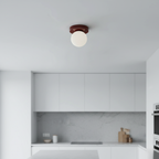 Glass Globe Wall & Ceiling Light with Coloured Disc – 12 × 10 cm, G9 LED, 3000K Warm White, Hardwired