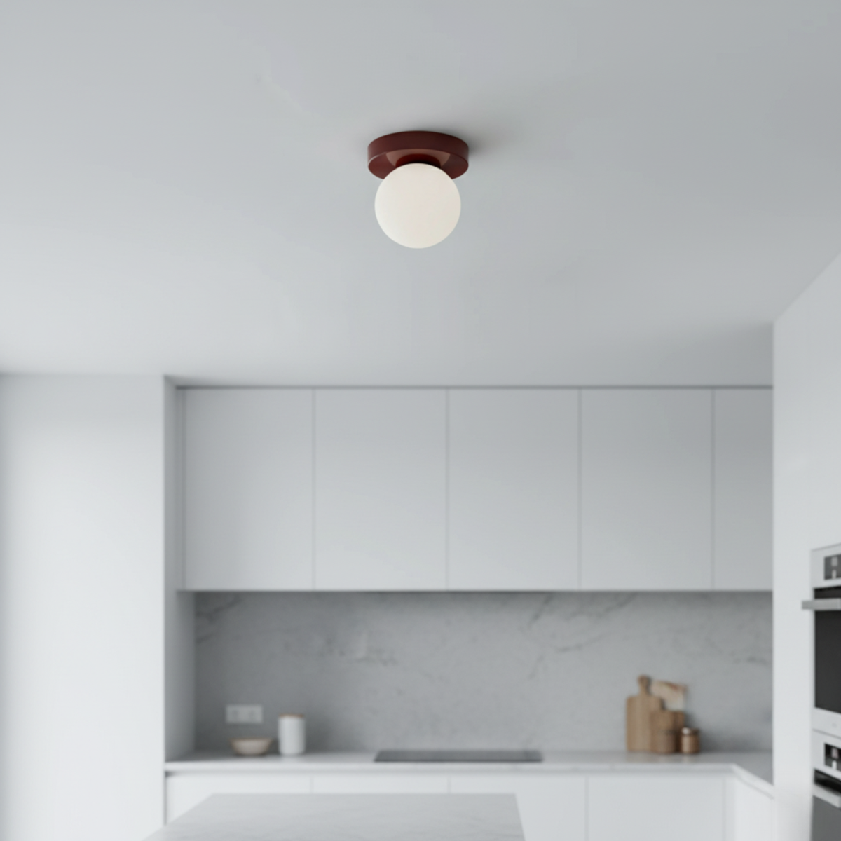 Glass Globe Wall & Ceiling Light with Coloured Disc – 12 × 10 cm, G9 LED, 3000K Warm White, Hardwired