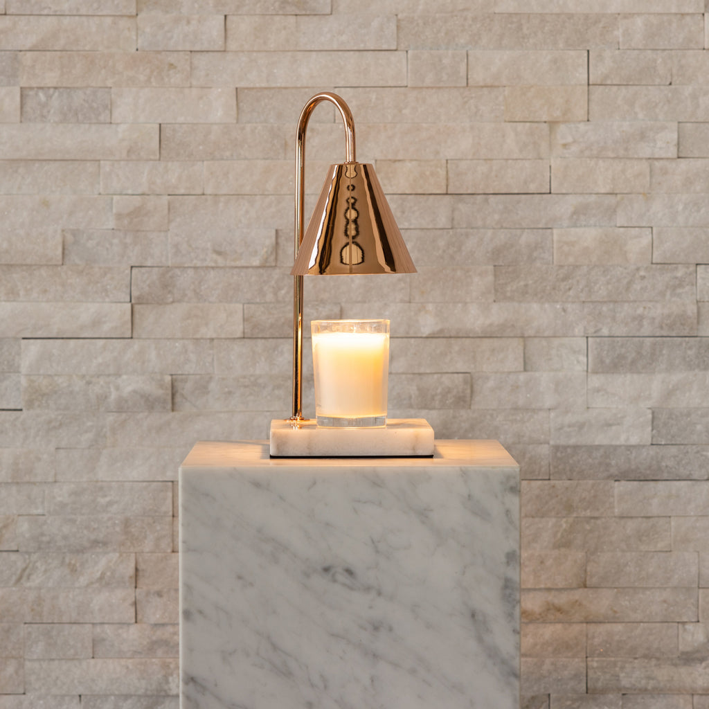 Candle Warmer Lamp with Timeless Marble Finish – Flameless Warmth