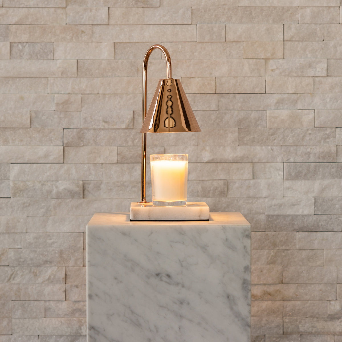 Candle Warmer Lamp with Timeless Marble Finish – Flameless Warmth