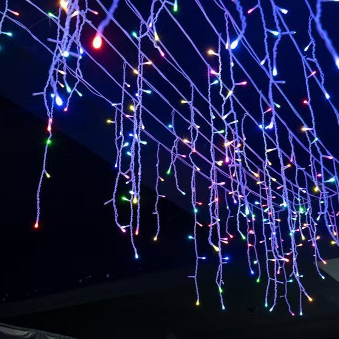 50 m LED Icicle Curtain Lights – Warm White Waterfall Effect for Outdoor Use